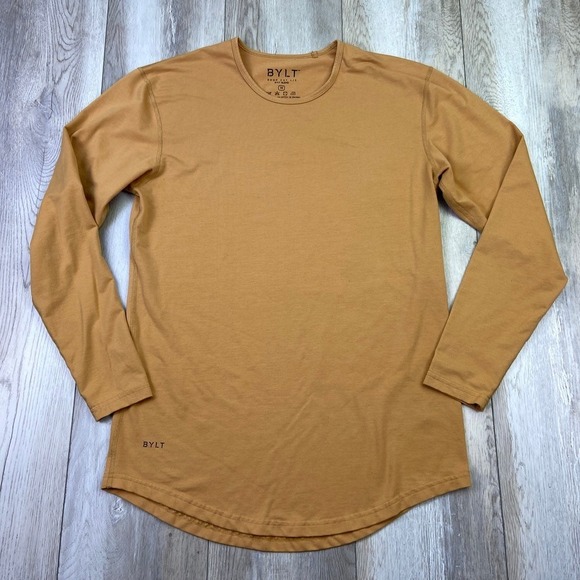 BYLT Basics Other - BYLT Drop Cut Shirt Mens Medium Brown L/S Long Sleeve Gym Performance Men